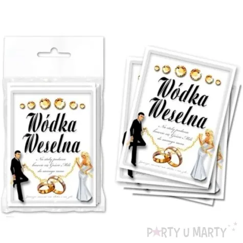 etykiety na butelke wodka weselna bialo zlota dekoracjepolska 25szt