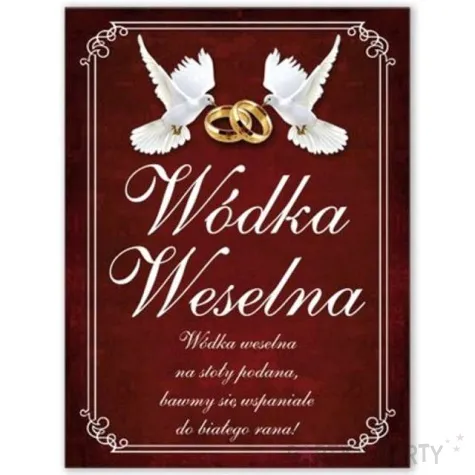 etykiety na butelke wodka weselna brazowa dekoracjepolska 25szt