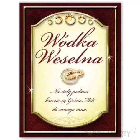 etykiety na butelke wodka weselna kremowo brazowa dekoracjepolska 25szt