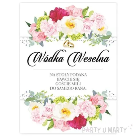 etykiety na butelke wodka weselna kwiaty polne 12 5x9 5 cm 25 szt