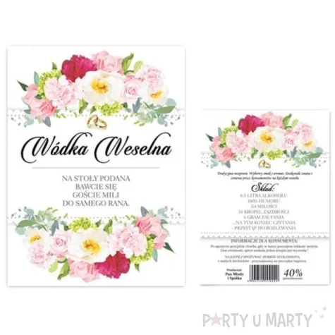 etykiety na butelke wodka weselna kwiaty polne dwustronna 12 5x9 5 cm 50 szt