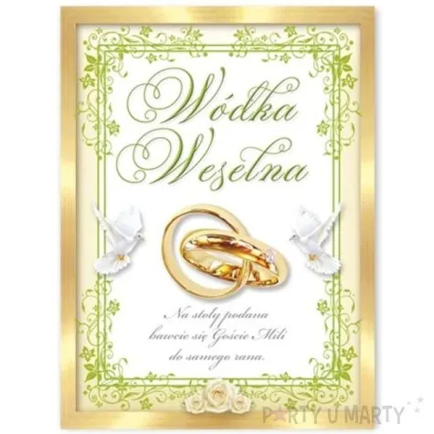 etykiety na butelke wodka weselna zloto zielona dekoracjepolska 25szt