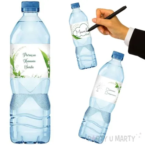 etykiety na wode mineralna komunia swieta konwalie 45x225 mm 3 szt