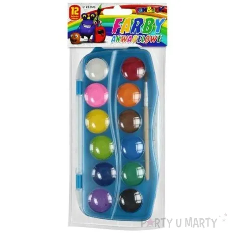 farby akwarelowe szkolne z pedzelkiem mix fun joy 12 szt