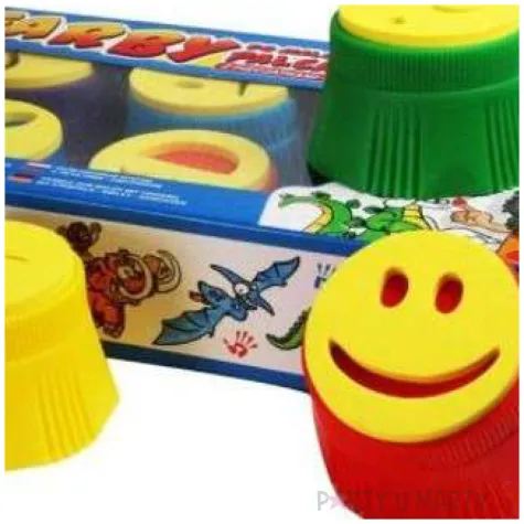 farby z pieczatkami malowanie palcami mix flamingo 8 kol