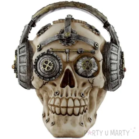 figurka czaszka steampunk w sluchawkach puckator 16 x 13 cm