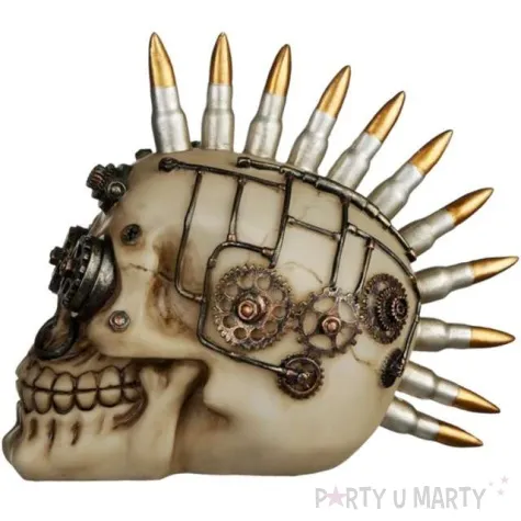 figurka czaszka steampunk z irokezem puckator 20 x 18 cm