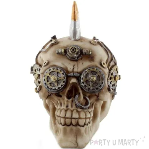 figurka czaszka steampunk z irokezem puckator 20 x 18 cm