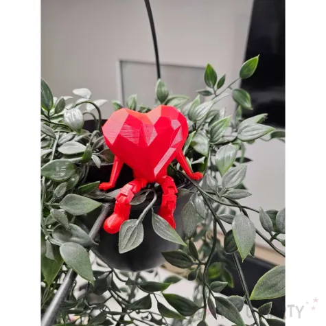 figurka czerwone geometryczne siedzace serce z nogami dekoracja na walentynki wesele 6 cm