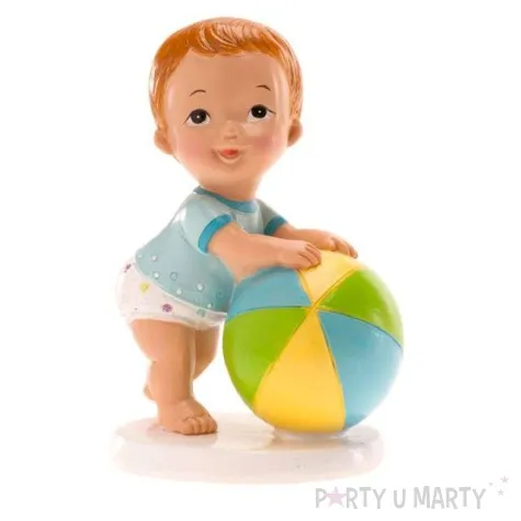figurka na tort chlopiec z pilka dekora 10x7 cm