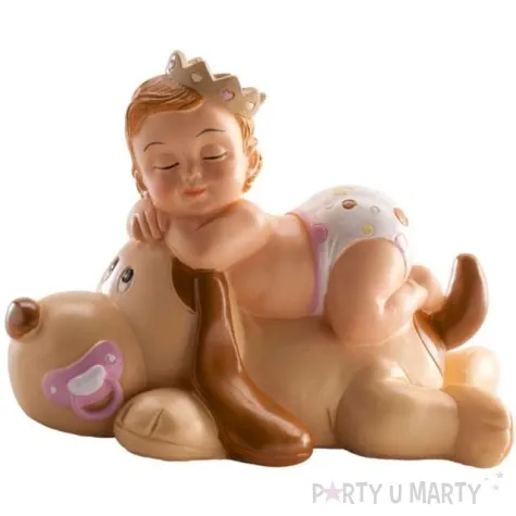 figurka na tort dziewczynka spiaca na psie dekora 10 cm