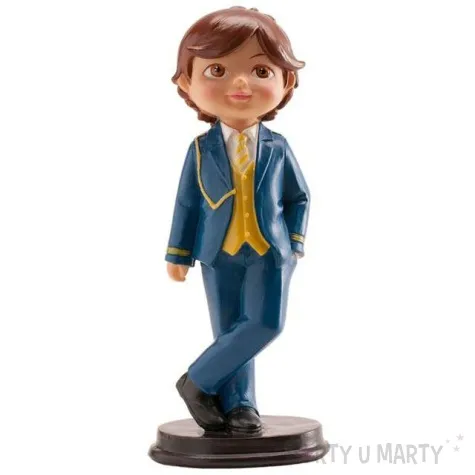 figurka na tort komunia chlopiec w granatowej marynarce dekora 15 cm