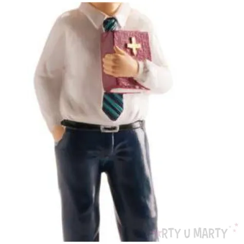 figurka na tort komunia chlopiec z biblia dekora 15 5 cm