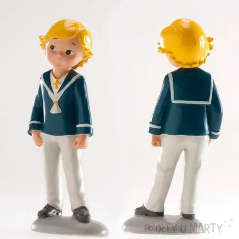 figurka na tort komunia chlopiec z krzyzykiem dekora 15 cm