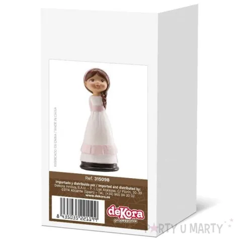figurka na tort komunia dziewczynka w sukience dekora 15 cm