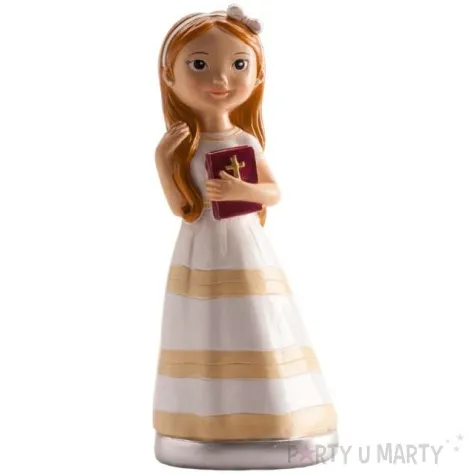figurka na tort komunia dziewczynka z biblia dekora 15 5 cm