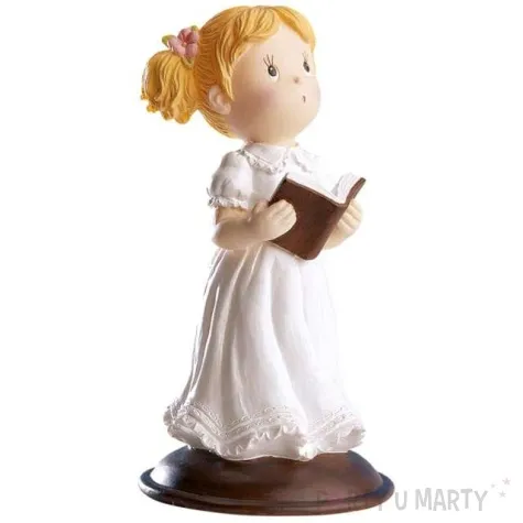 figurka na tort komunia dziewczynka z modlitewnikiem dekora 12 cm