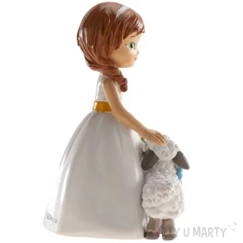 figurka na tort komunia dziewczynka z owieczka dekora 16 cm