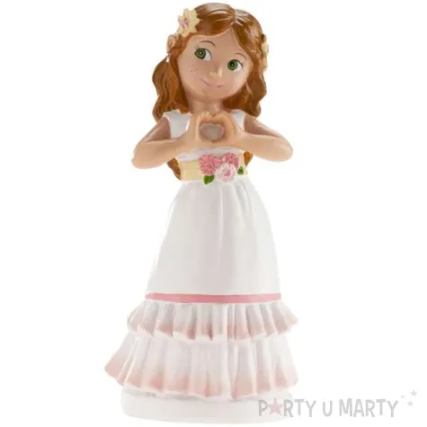figurka na tort komunia dziewczynka z sercem dekora 16 cm