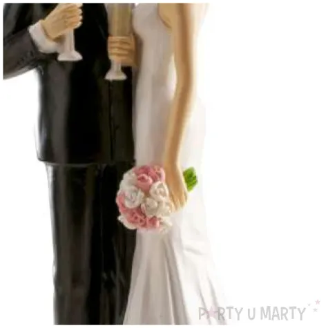 figurka na tort mloda para z kieliszkami szampana dekora 16 cm