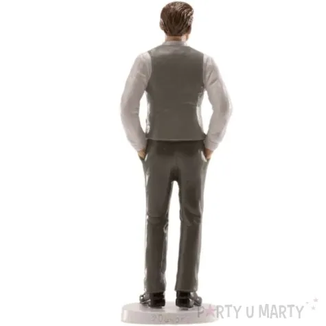 figurka na tort pan mlody w szarej kamizelce dekora 16 cm