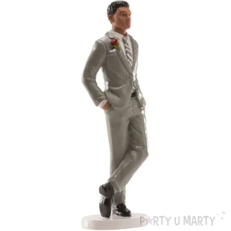 figurka na tort pan mlody w szarym garniturze dekora 16 cm