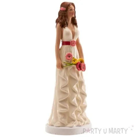 figurka na tort panna mloda z kwiatkami dekora 16 cm