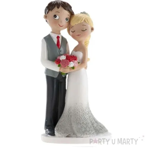 figurka na tort para mloda z bukietem dekora 16 cm