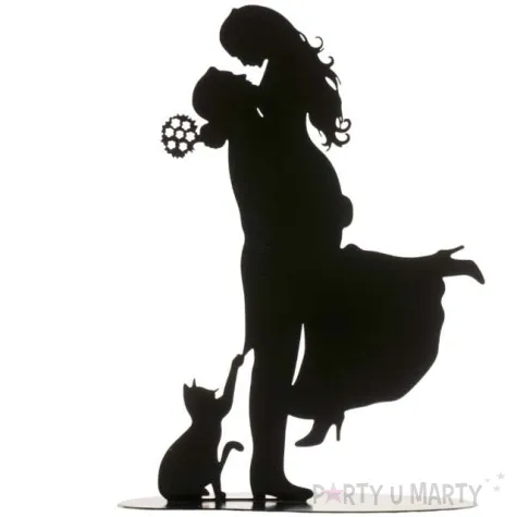 figurka na tort para mloda z kotem dekora metalowa 18 cm