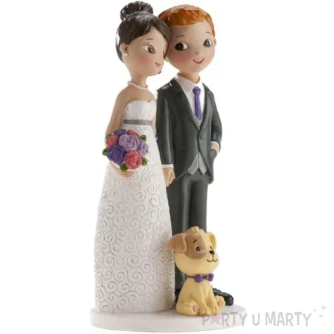 figurka na tort para mloda z pieskiem dekora 16 cm