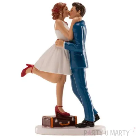 figurka na tort slub para mloda z walizka dekora 16 cm