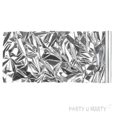 folia dekoracyjna dekoracja na urodziny wesele sylwestra srebrna metalizowana 0 8 x 25 m