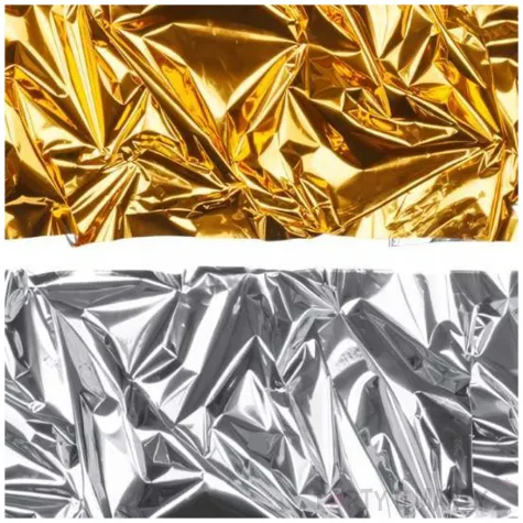 folia dekoracyjna metalizowana zloty srebrny partydeco 0 5 x 50 m