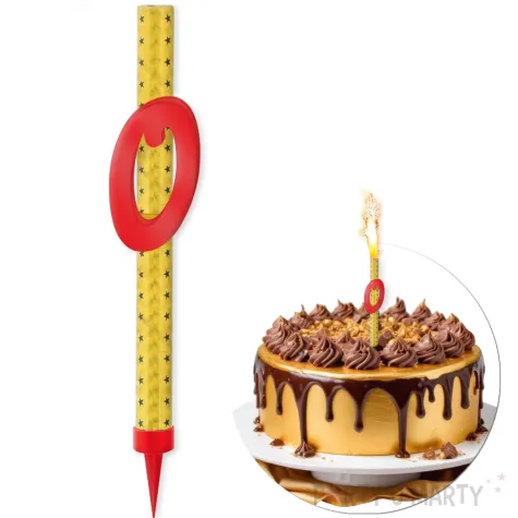 fontanna tortowa 0 urodziny cyfra czerwono zloty 18 cm