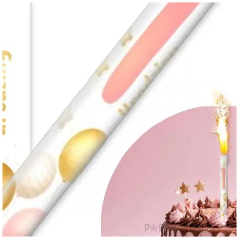 fontanna tortowa 1 urodziny baloniki rozowy jasny 18 cm