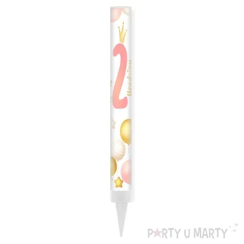 fontanna tortowa 2 urodziny balonik rozowy jasny 18 cm