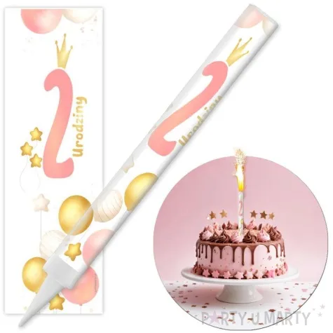 fontanna tortowa 2 urodziny balonik rozowy jasny 18 cm