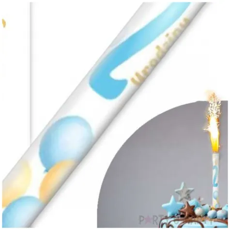 fontanna tortowa 2 urodziny baloniki blekitny 18 cm