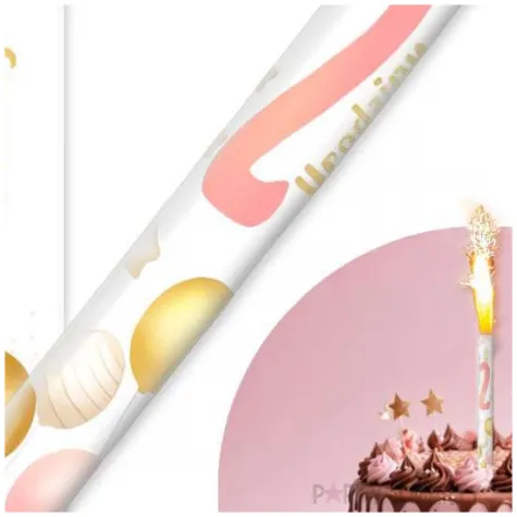 fontanna tortowa 2 urodziny baloniki rozowy jasny 18 cm