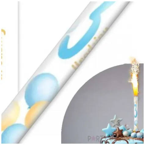 fontanna tortowa 3 urodziny baloniki blekitny 18 cm