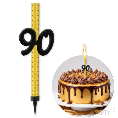fontanna tortowa 90 urodziny czarno zlota 22 cm