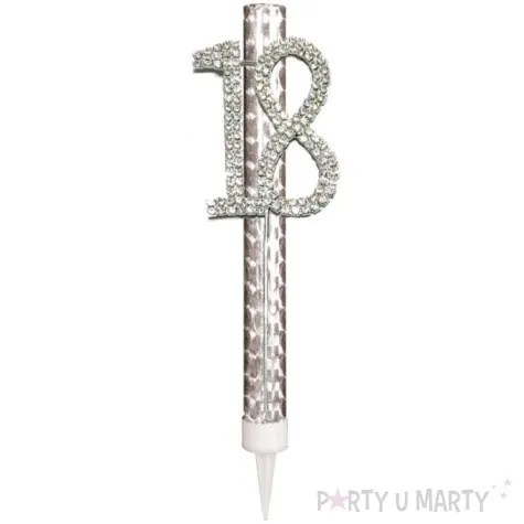 fontanna tortowa cyfra 18 urodziny srebrny amscan 15 cm