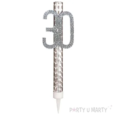 fontanna tortowa cyfra 30 urodziny srebrny amscan 15 cm