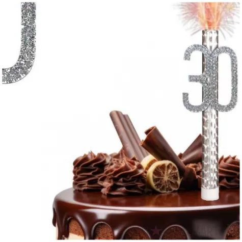 fontanna tortowa cyfra 30 urodziny srebrny amscan 15 cm