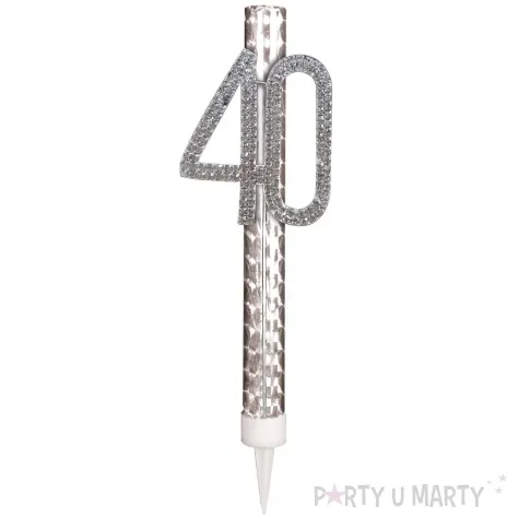 fontanna tortowa cyfra 40 urodziny srebrny amscan 15 cm