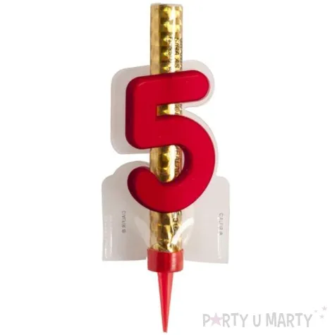fontanna tortowa cyfra 5 urodziny zlota dekora 12 cm