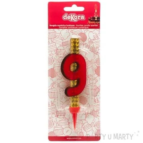 fontanna tortowa cyfra 9 urodziny zlota dekora 12 cm