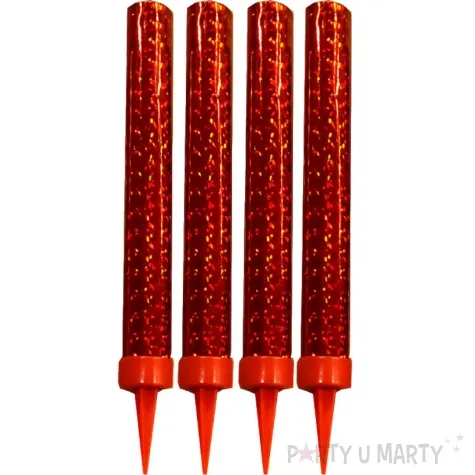 fontanna tortowa holograficzna premium 12 cm triplex czerwona 4 szt