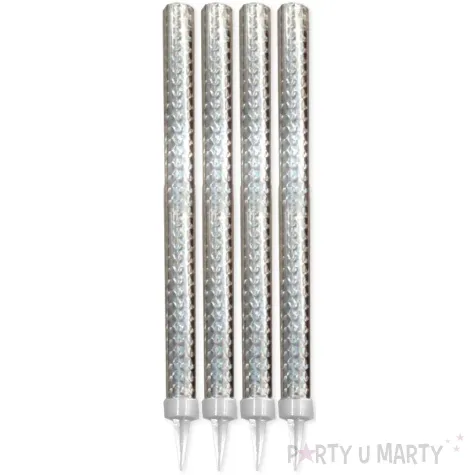 fontanna tortowa holograficzna premium 25 cm triplex srebrna 4 szt