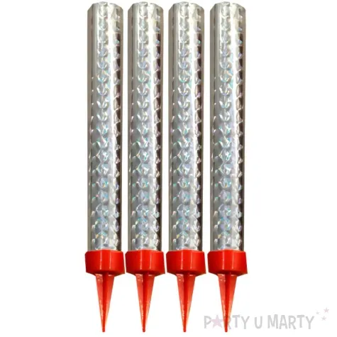 fontanna tortowa holograficzna srebrny 12 cm 4 szt